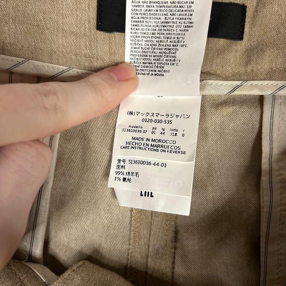 Weekend Max Mara Size 10 Virgin Wool Trousers Straight Leg Pleated Tan Neutral - Picture 8 of 9